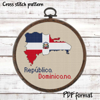 Dominican Republic map cross stitch pattern PDF preview