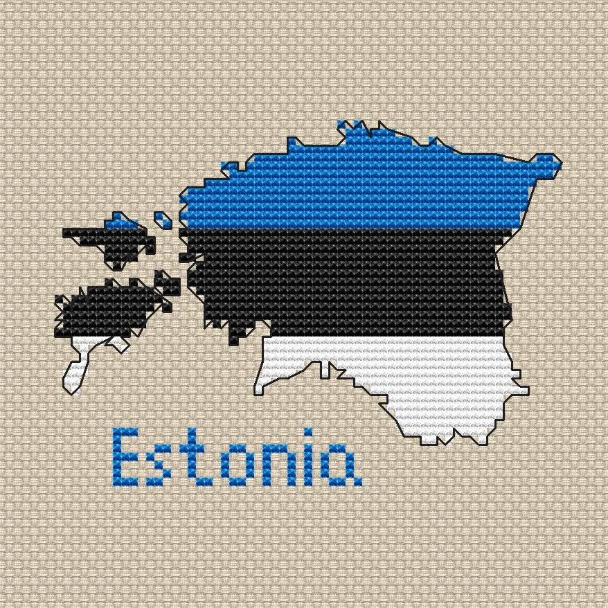 Estonia map cross stitch pattern preview 1