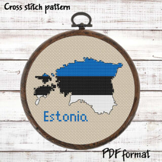 Estonia map cross stitch pattern PDF preview