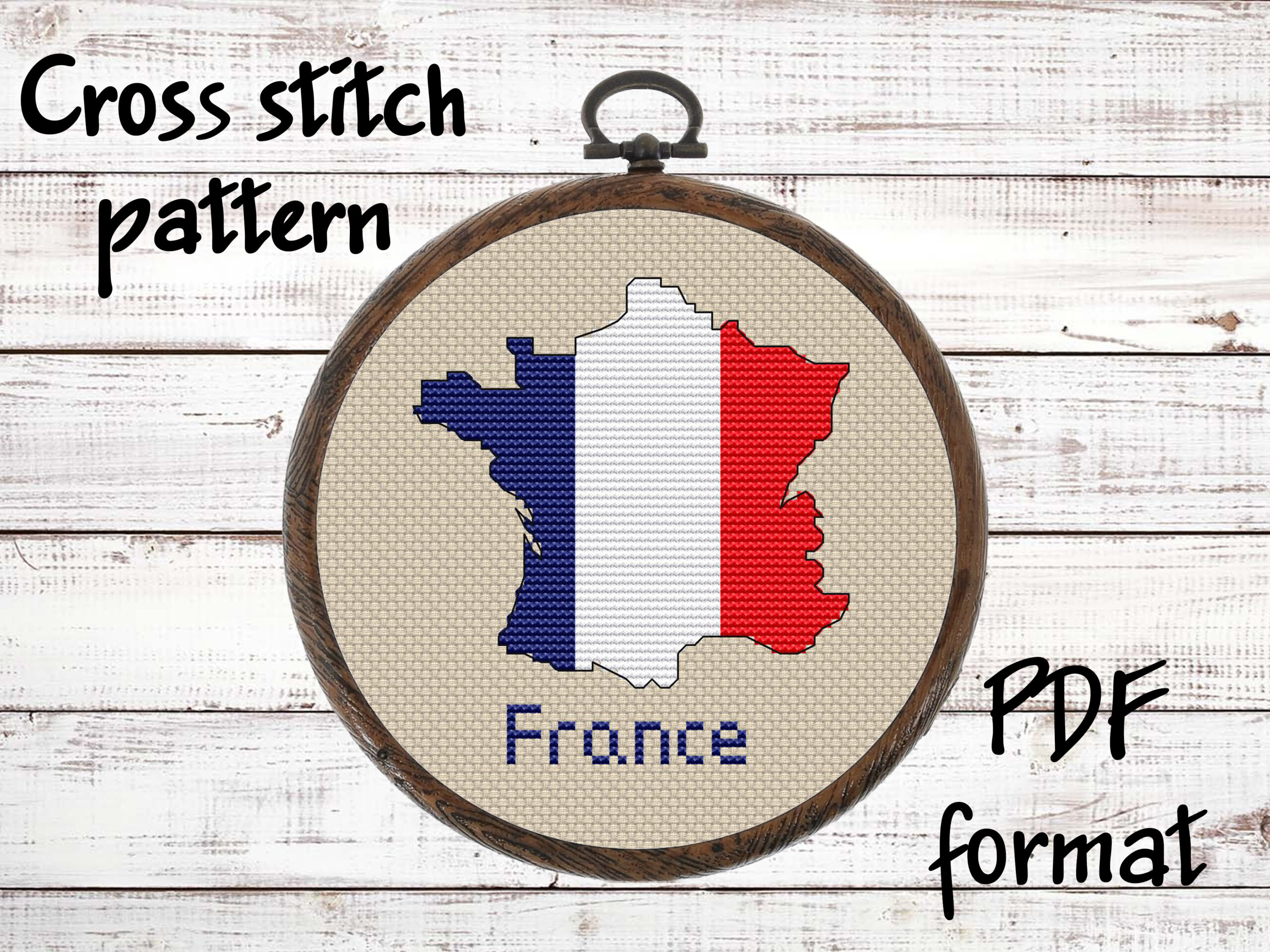 France map cross stitch pattern PDF preview