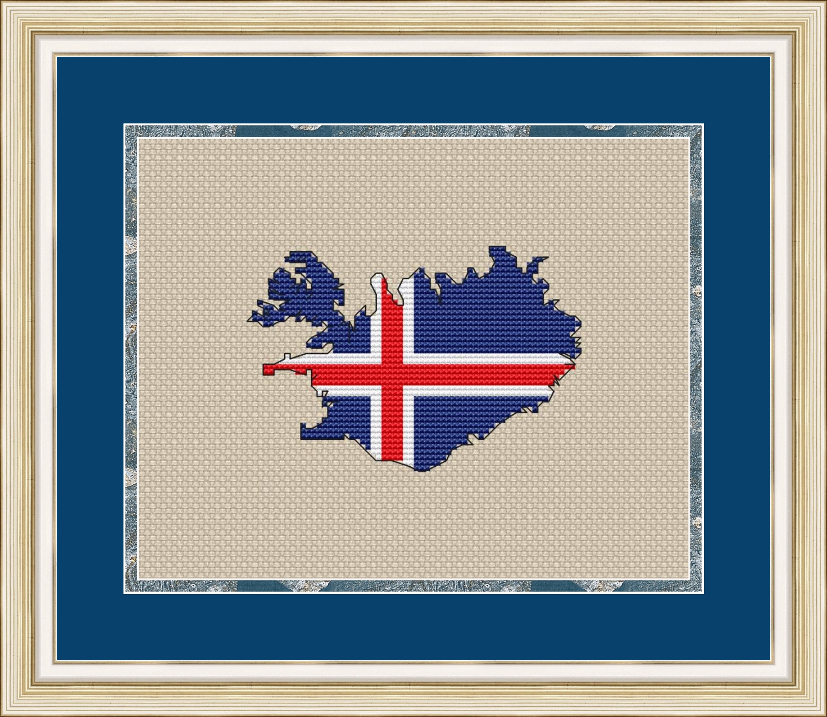 Iceland map cross stitch pattern preview 1
