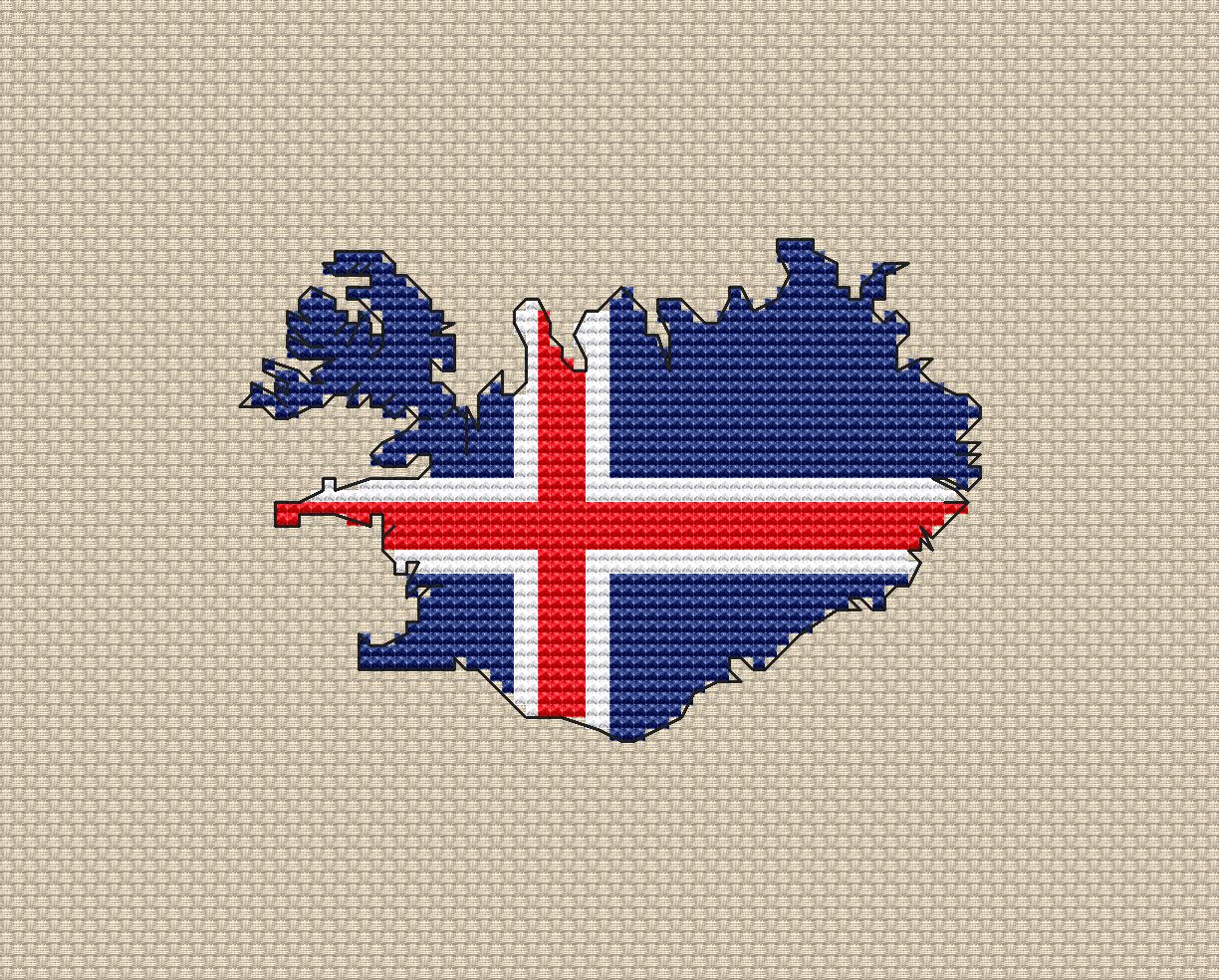 Iceland map cross stitch pattern preview 2
