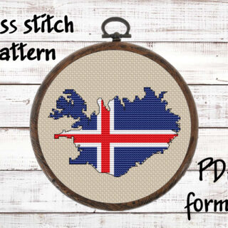 Iceland map cross stitch pattern PDF preview