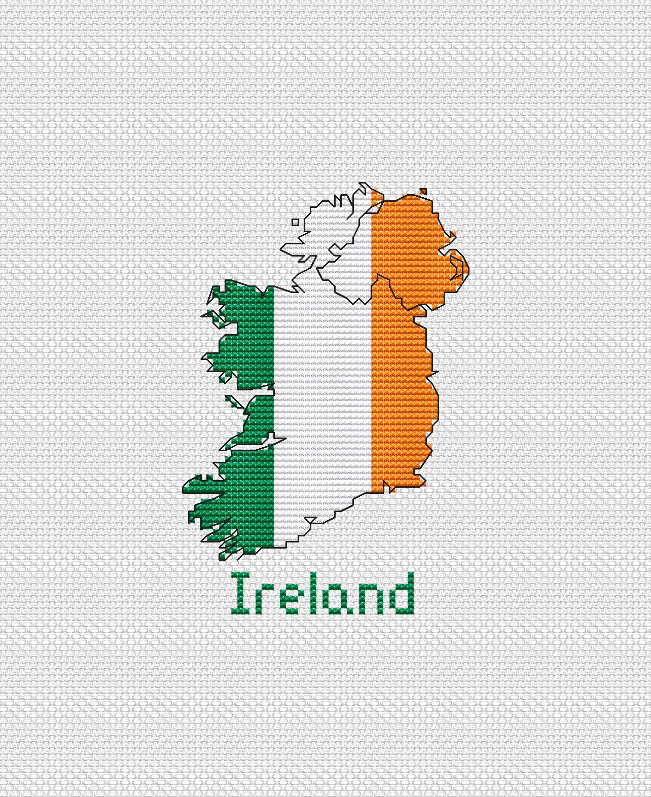 Ireland map cross stitch pattern preview 1