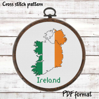 Ireland map cross stitch pattern PDF preview