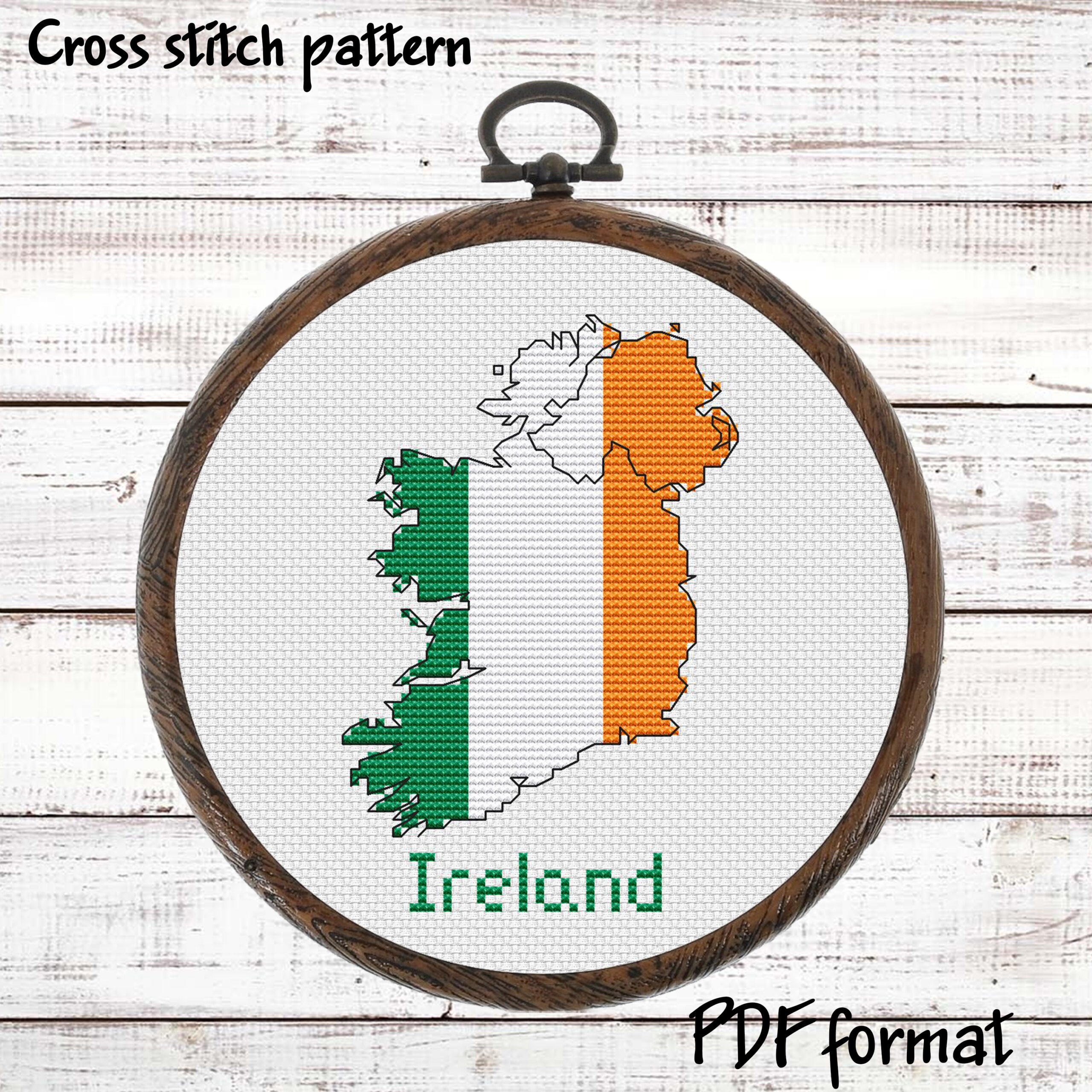 Ireland map cross stitch pattern PDF preview