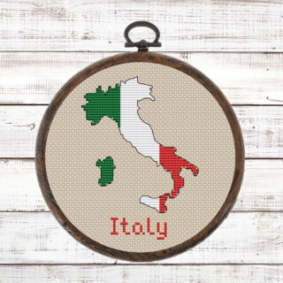 Italy map cross stitch pattern PDF preview