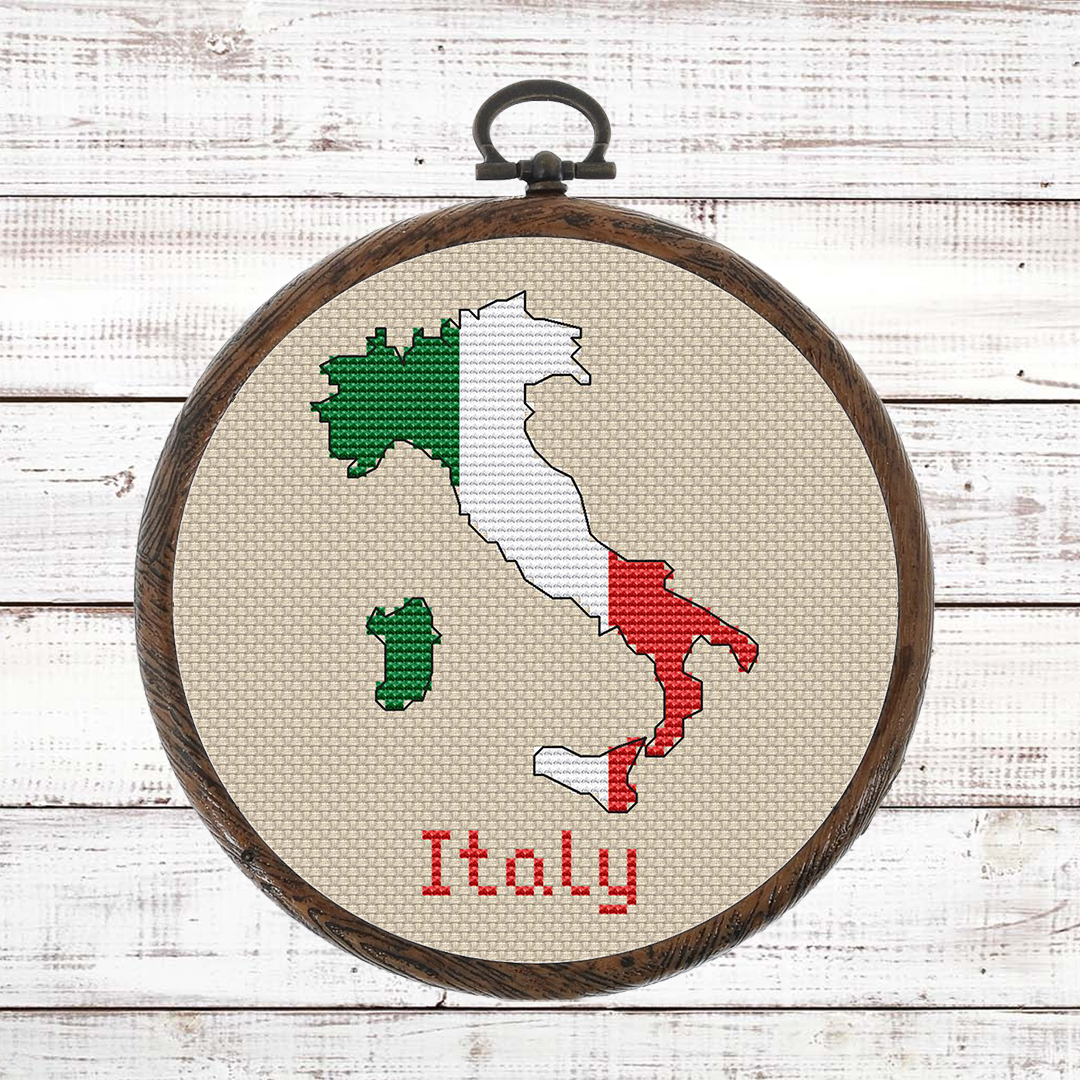 Italy map cross stitch pattern PDF preview