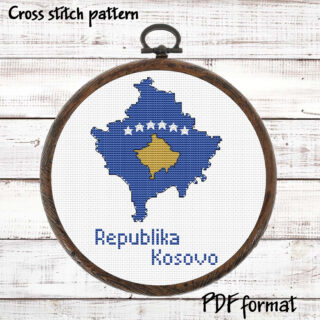 Kosovo map cross stitch pattern PDF preview