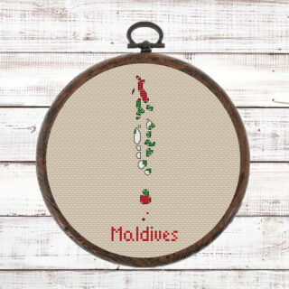 Maldives map cross stitch pattern PDF preview
