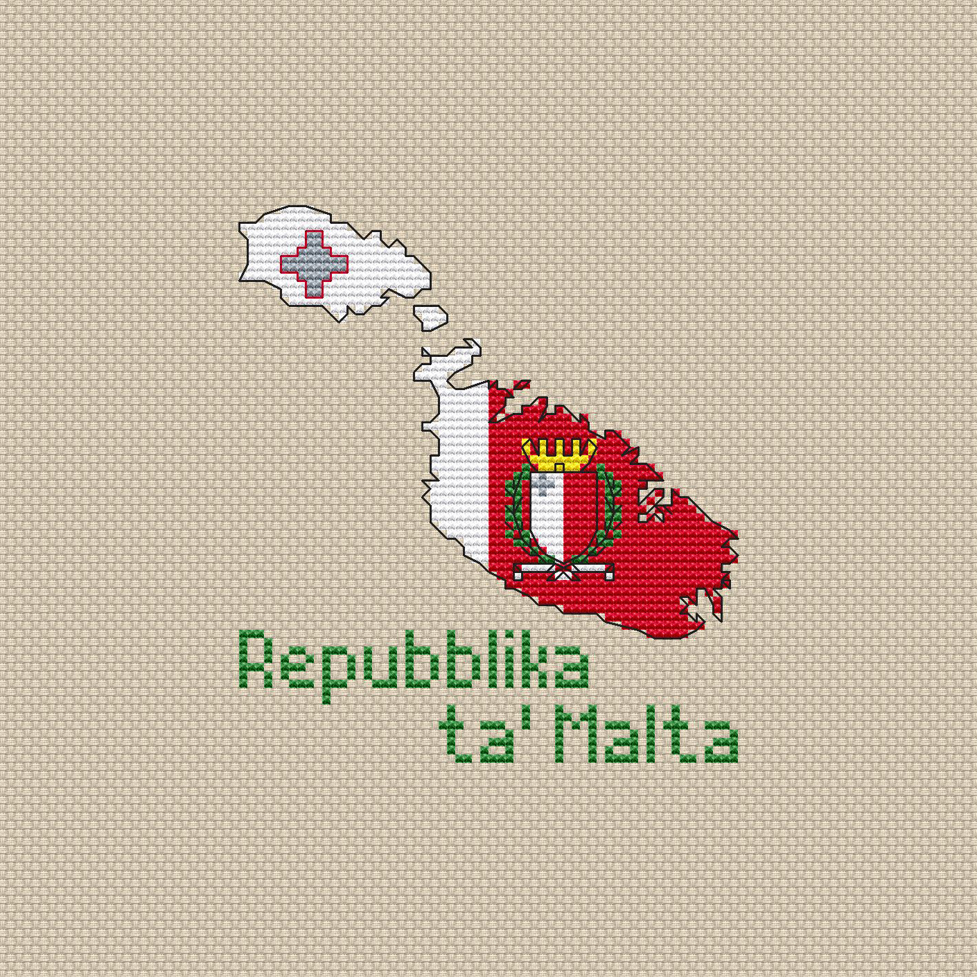 Malta map cross stitch pattern preview 1