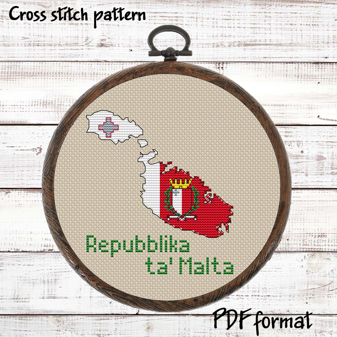 Malta map cross stitch pattern preview 2