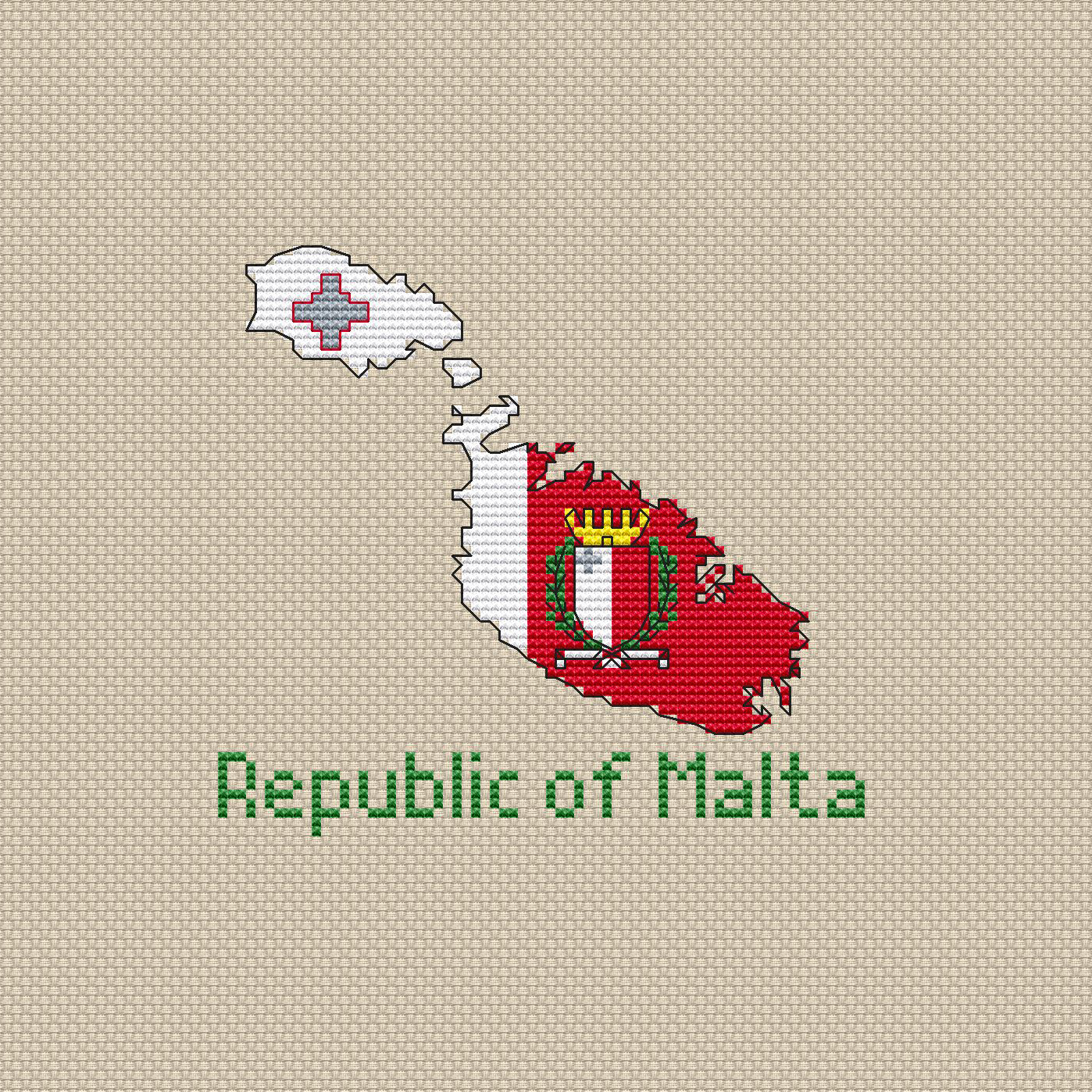 Malta map cross stitch pattern preview 3