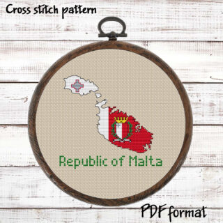 Malta map cross stitch pattern PDF preview