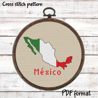 Mexico map cross stitch pattern PDF preview
