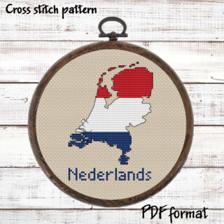 Netherlands map cross stitch pattern PDF preview