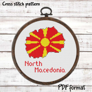 North Macedonia map cross stitch pattern PDF preview