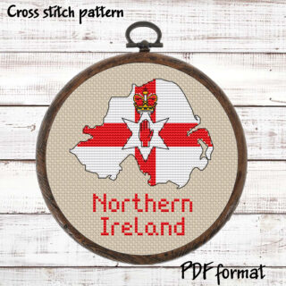 Northern Ireland map cross stitch pattern PDF preview