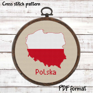 Poland map cross stitch pattern PDF preview