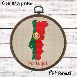 Portugal map cross stitch pattern PDF preview