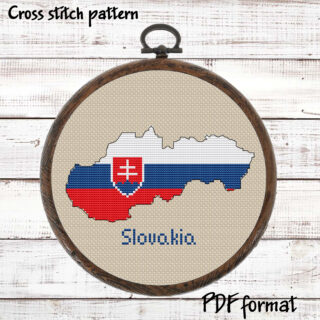 Slovakia map cross stitch pattern PDF preview