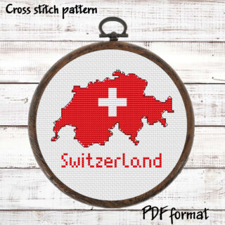 Switzerland map cross stitch pattern PDF preview