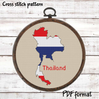 Thailand map cross stitch pattern PDF preview