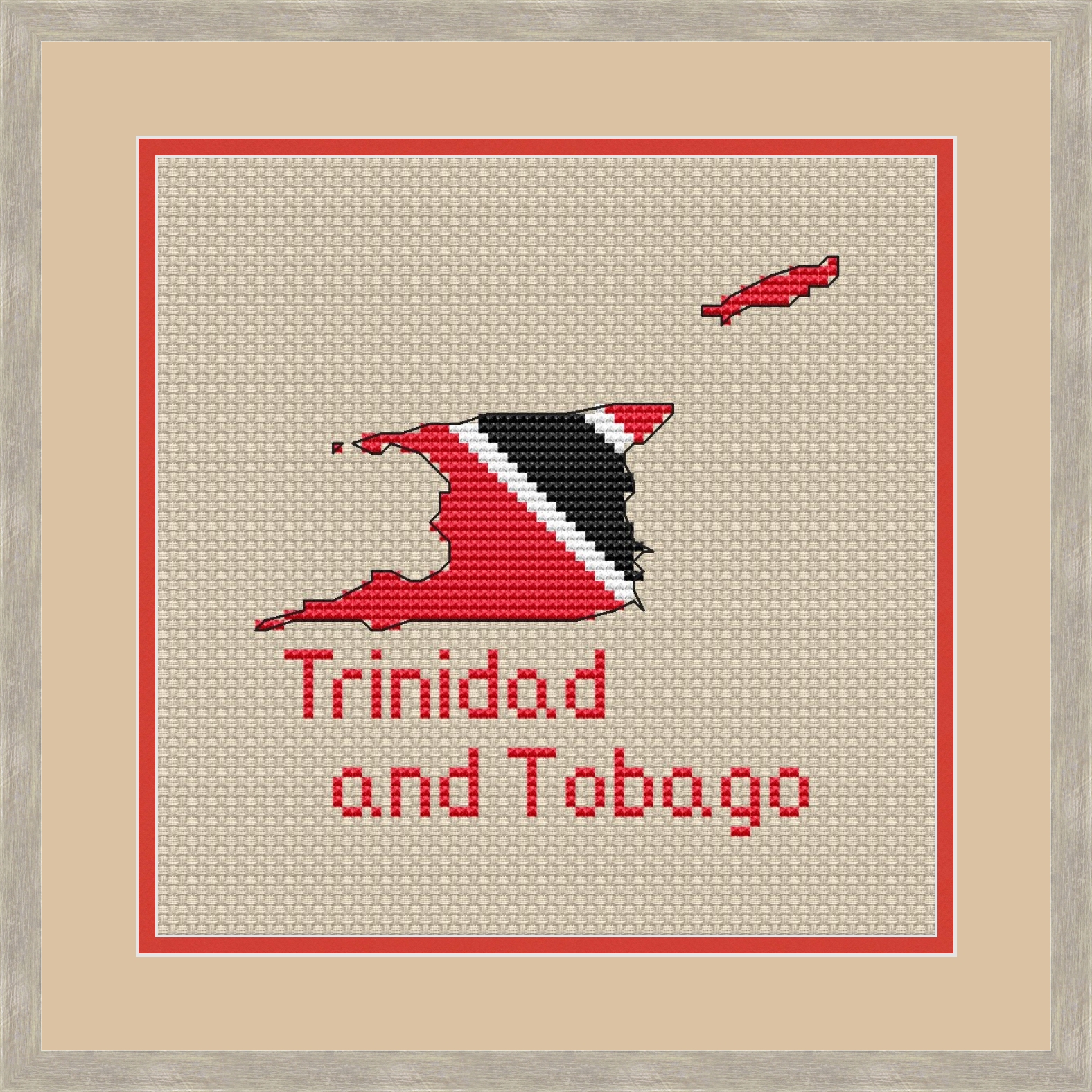 Trinidad map cross stitch pattern preview 2